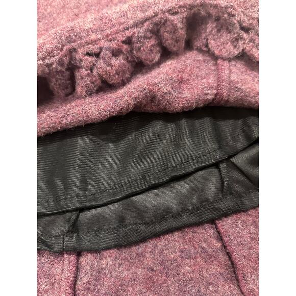 Nanette Lepore Virgin Wool Blend Purple Skirt Floral Crochet Hem Vintage, M - Picture 7 of 9